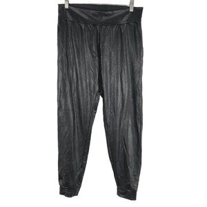 Commando Jogger Pants‎ Faux Leather Medium Black Solid Stretch PT-2038